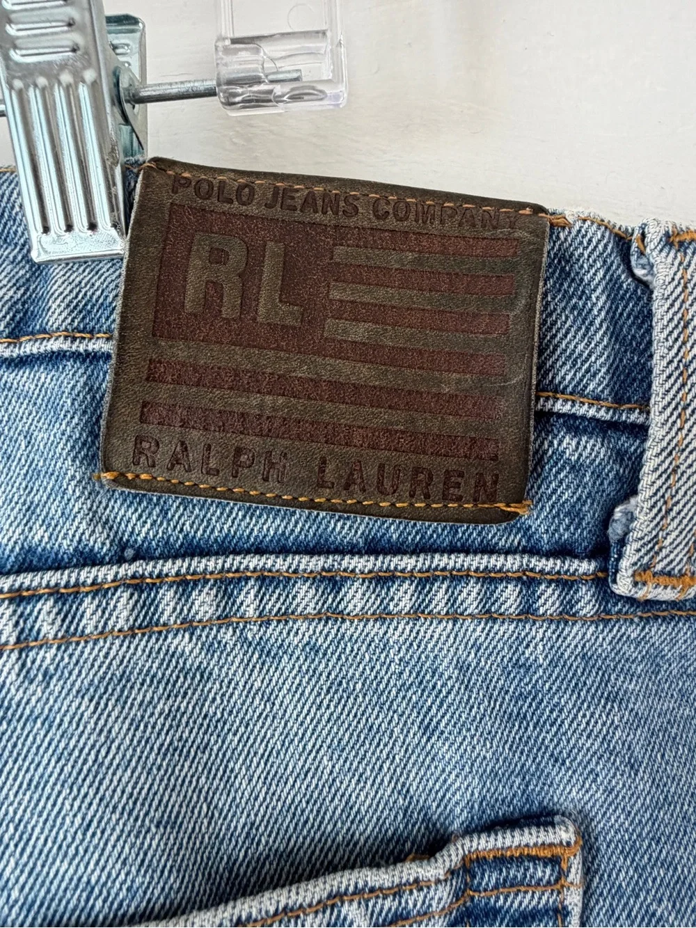 Vintage Polo Ralph Lauren Mens Jeans Relaxed Fit Light Wash Faded Blue Denim 38
